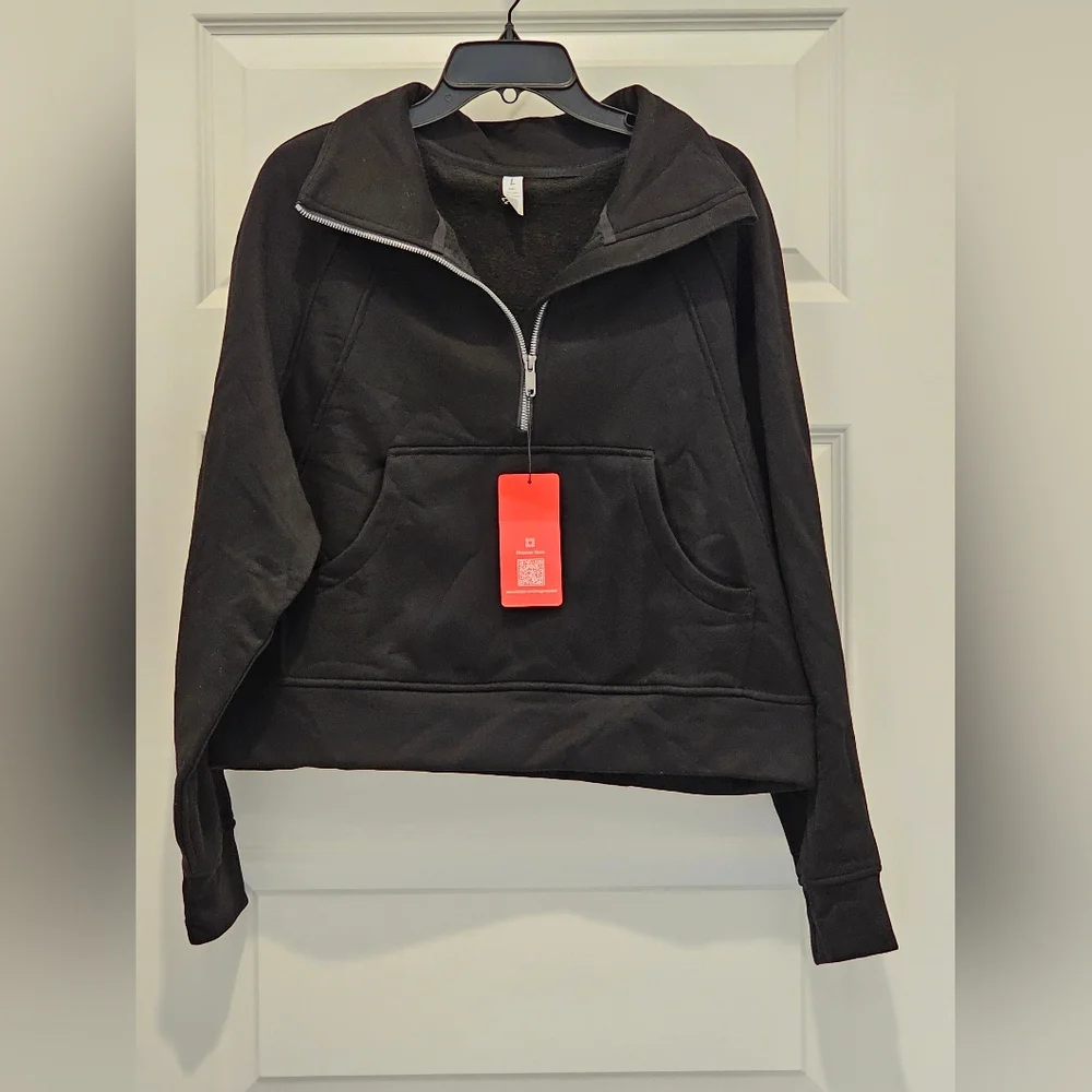 The Gym People Half-Zip Fleece Crop Pullover Sweatshirt, NWT, Size Large - Picture 2 of 7